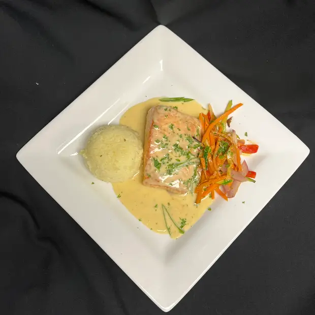 Pan-fried salmon fillet